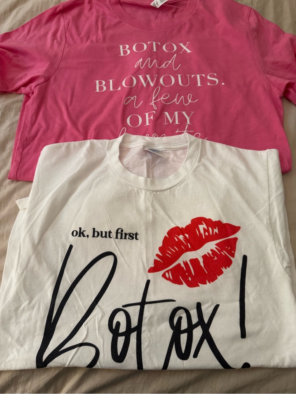 Women’s Botox Injector Graphic Tee Shirt Pink & White Small Medium Set 2